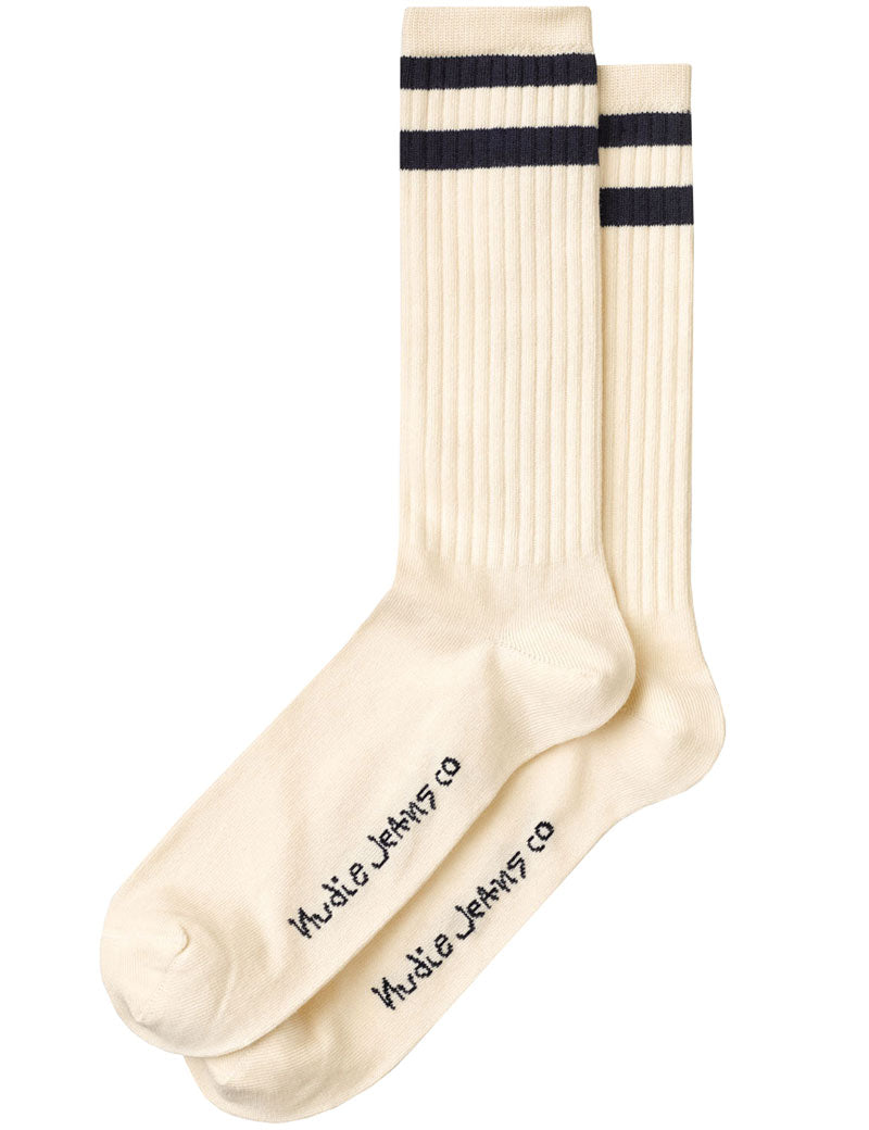 Nudie Jeans Co Amundsson Sport Sock Off-White Navy