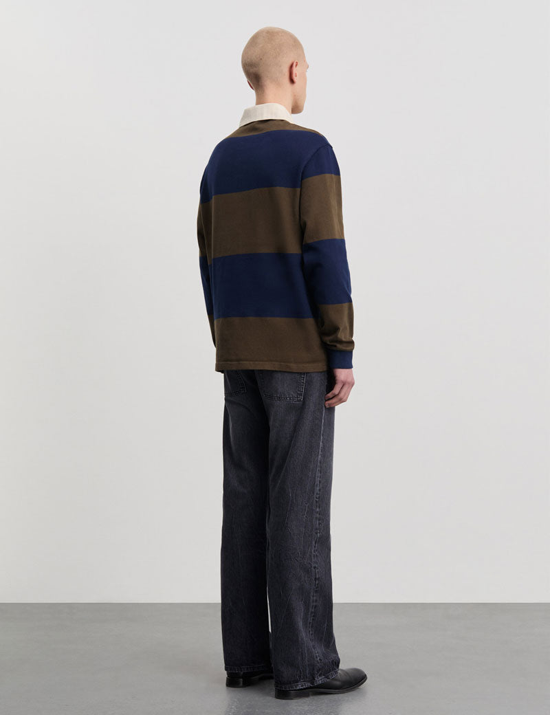 Another Aspect Another Rugby Polo 1.0 Navy Brown Stripe