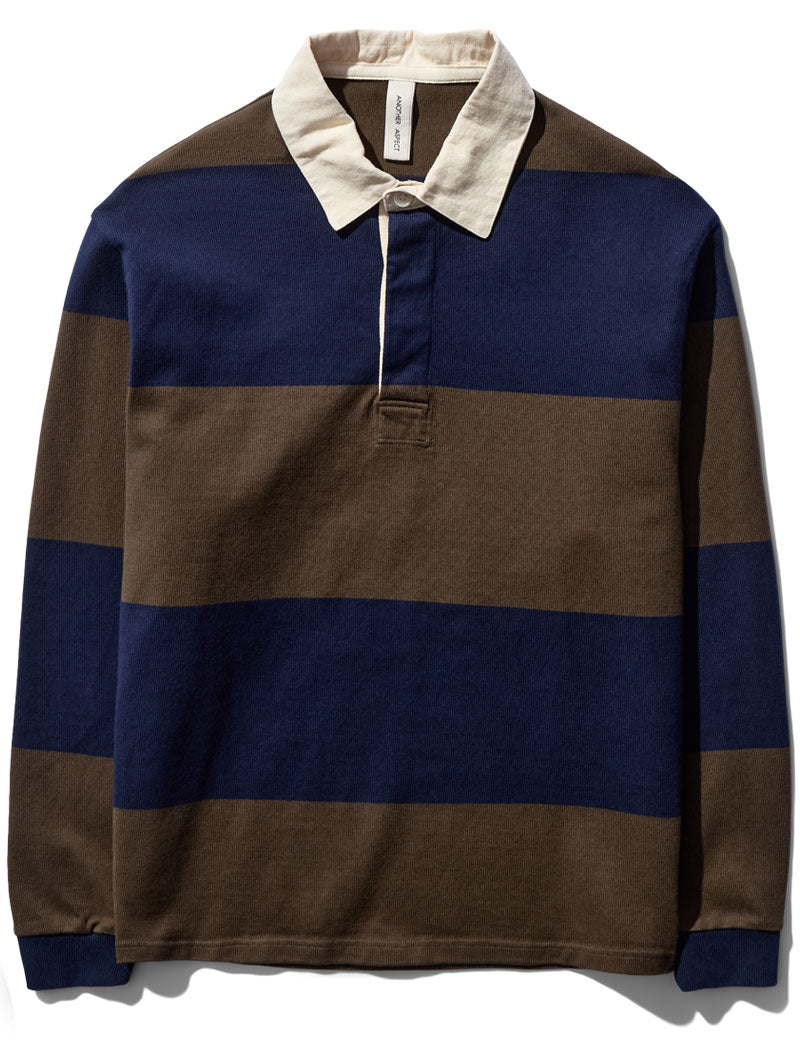 Another Aspect Another Rugby Polo 1.0 Navy Brown Stripe