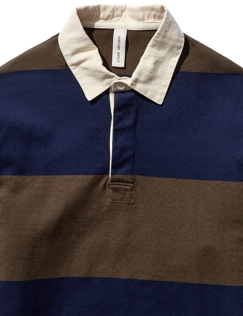 Another Aspect Another Rugby Polo 1.0 Navy Brown Stripe
