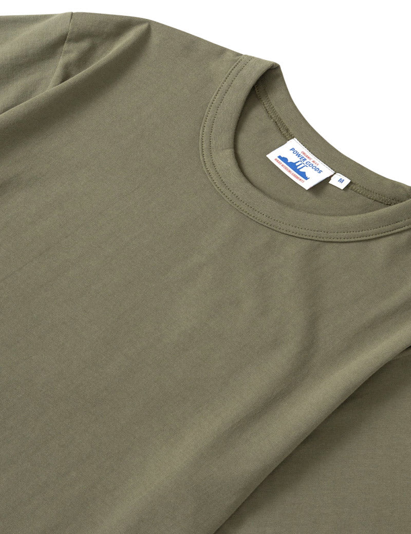Power Goods Archive T-Shirt Olive Collar Detail