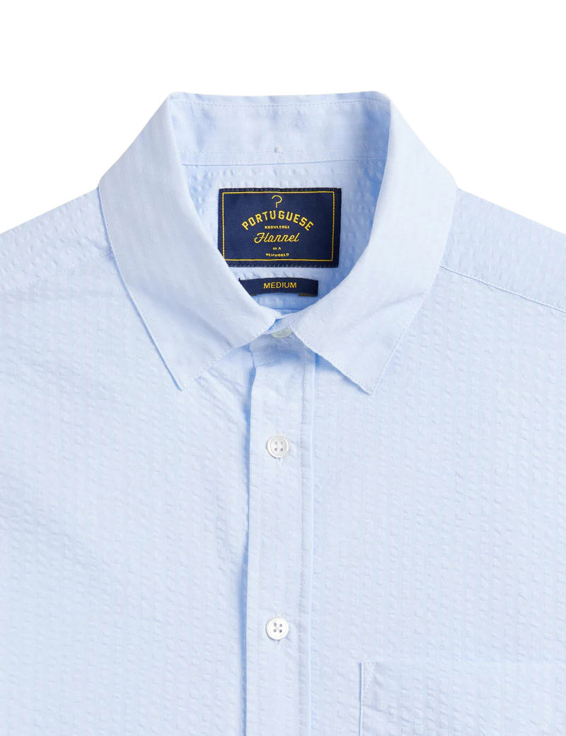 Portuguese Flannel Atlantico Long Sleeve Shirt Light Blue Collar Detail
