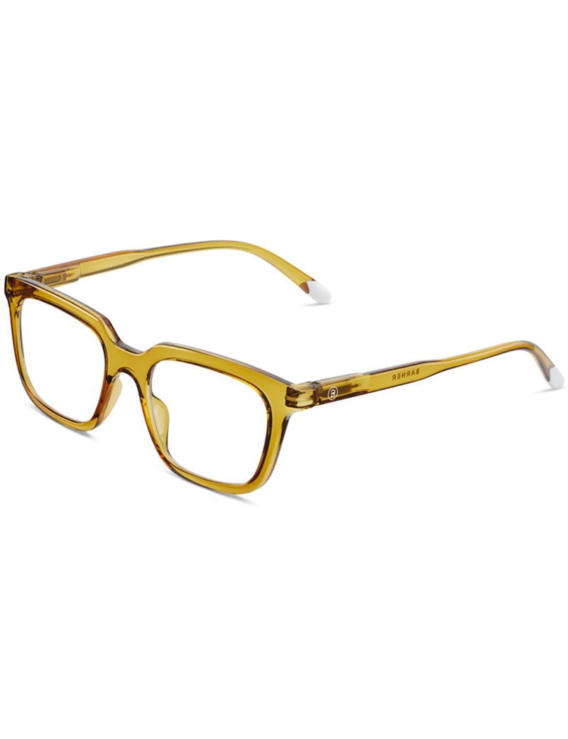 Barner Holly Blue Light Reading Glasses Glossy Ecru Olive Angled View