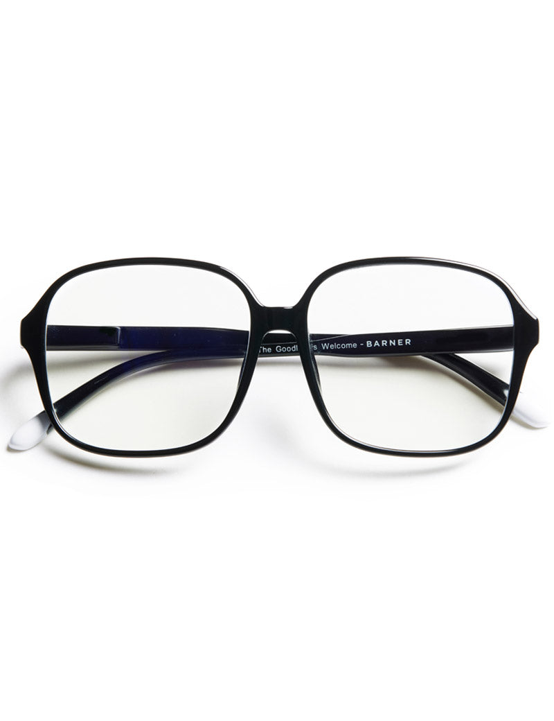 Barner Pascal Blue Light Reading Glasses Glossy Black Noir Arms Folded