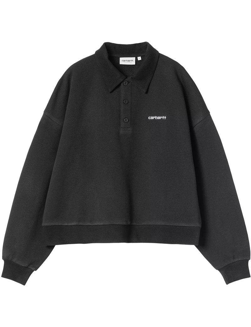 Carhartt WIP W' Brenta Polo Sweat Black White Heavy Stone Wash