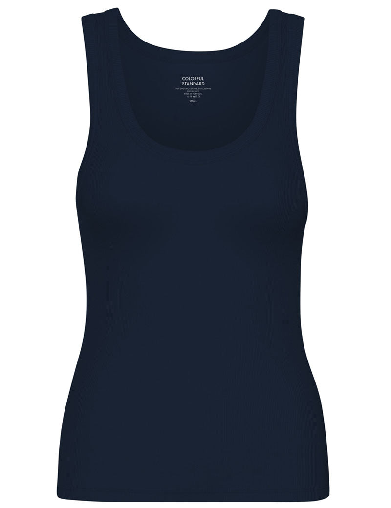 Colorful Standard Womens Organic Rib Tank Top Navy Blue