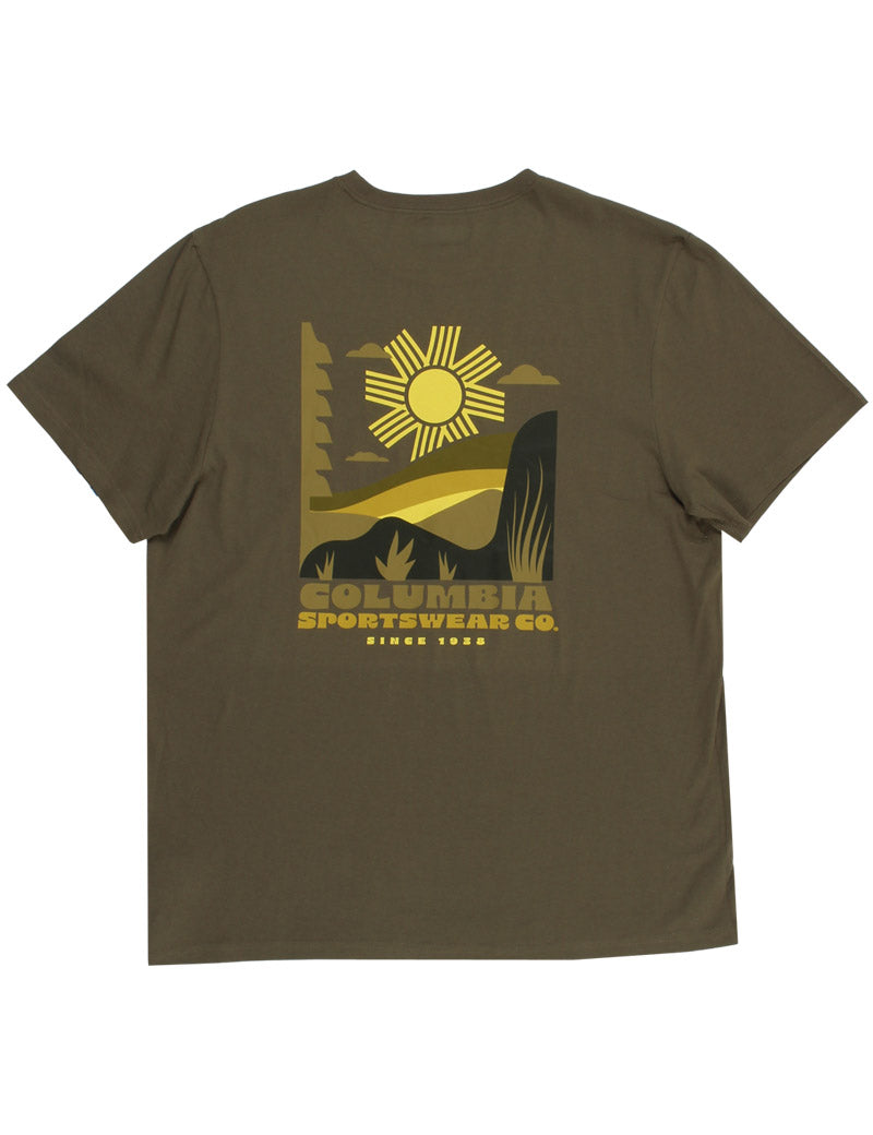 Columbia CSC Outdoor Organic Cotton T-Shirt Stone Green And Shining Sandscape Back View
