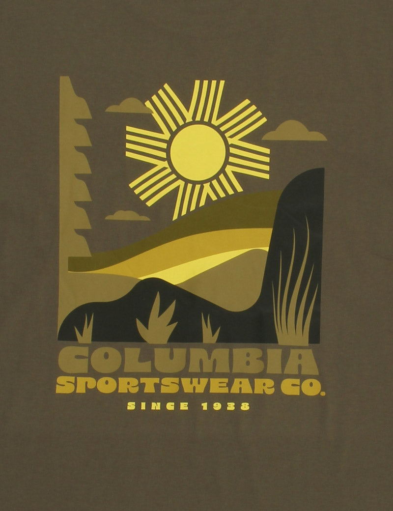 Columbia CSC Outdoor Organic Cotton T-Shirt Stone Green And Shining Sandscape Print Detail