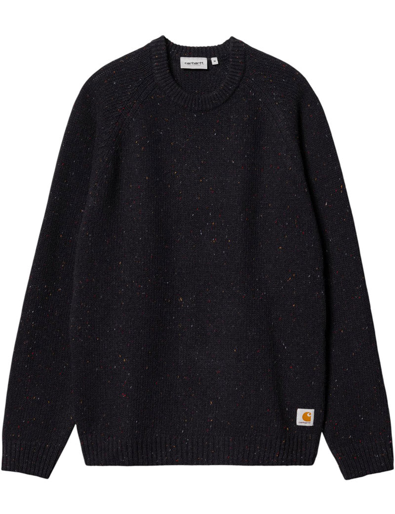 Carhartt WIP Anglistic Sweater Speckled Dark Navy Front