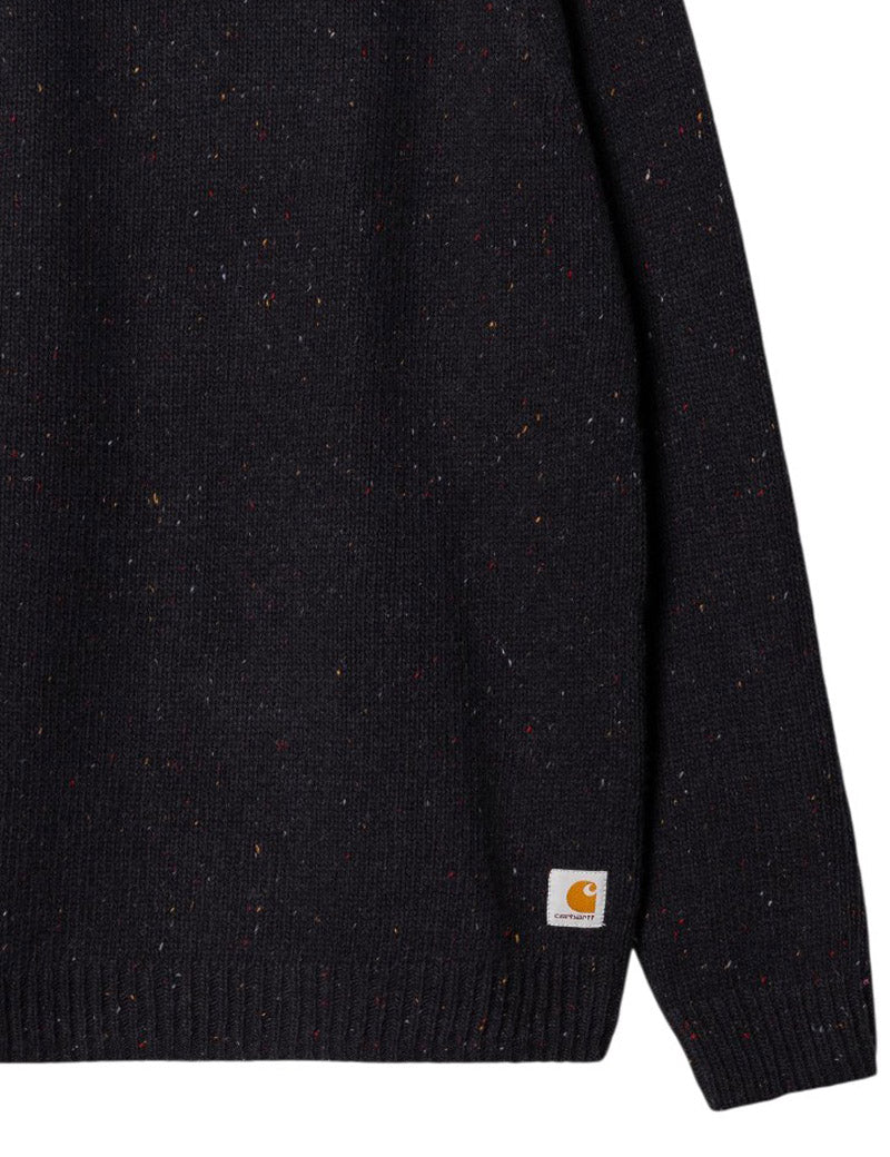 Carhartt WIP Anglistic Sweater Speckled Dark Navy Square Label