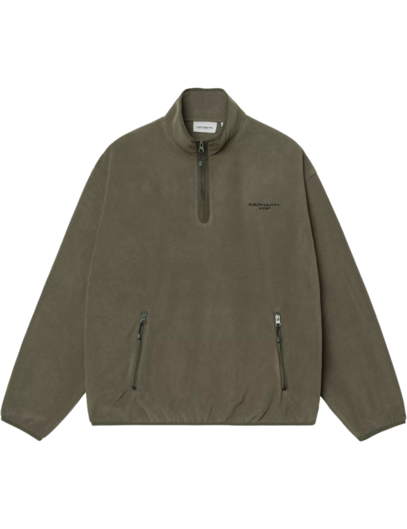 Carhartt WIP Edmore Half Zip Sweatshirt Cypress & Black Front