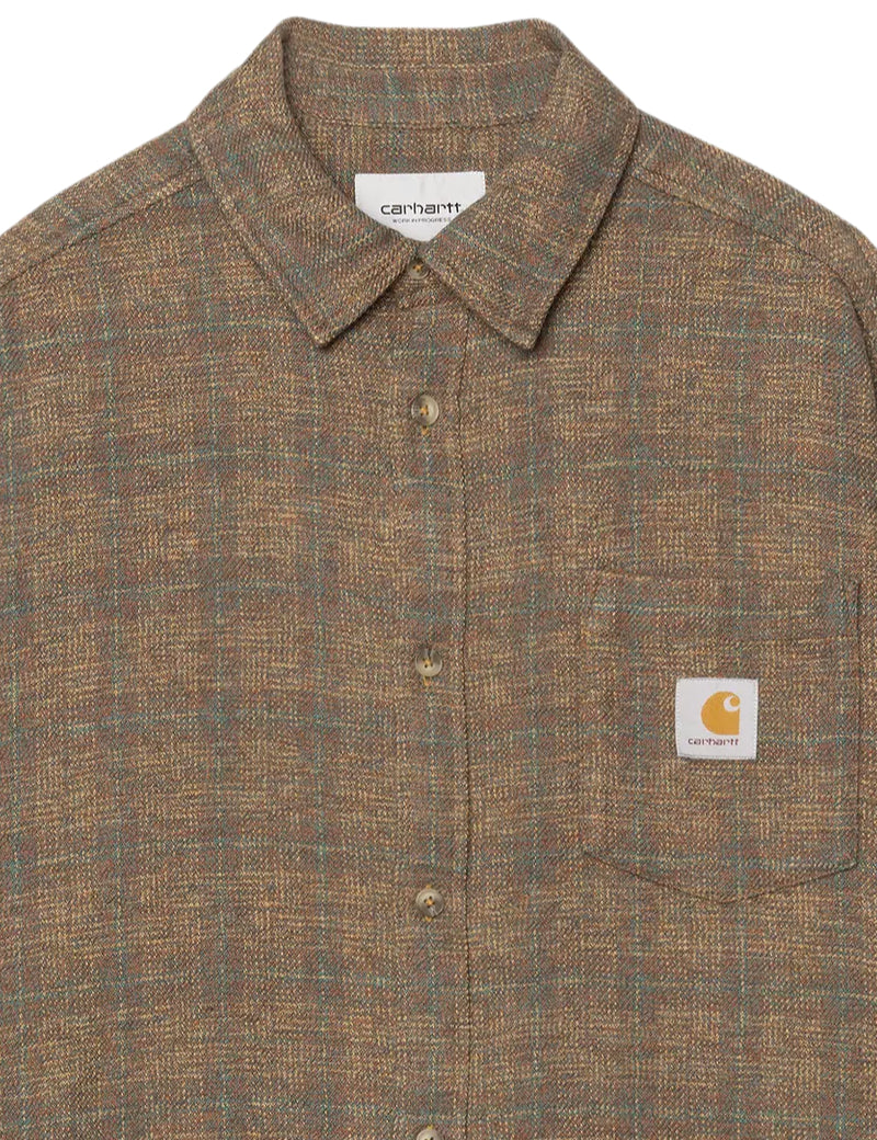 Carhartt WIP L/S Bagley Shirt Check Hamilton Brown Chest Pocket