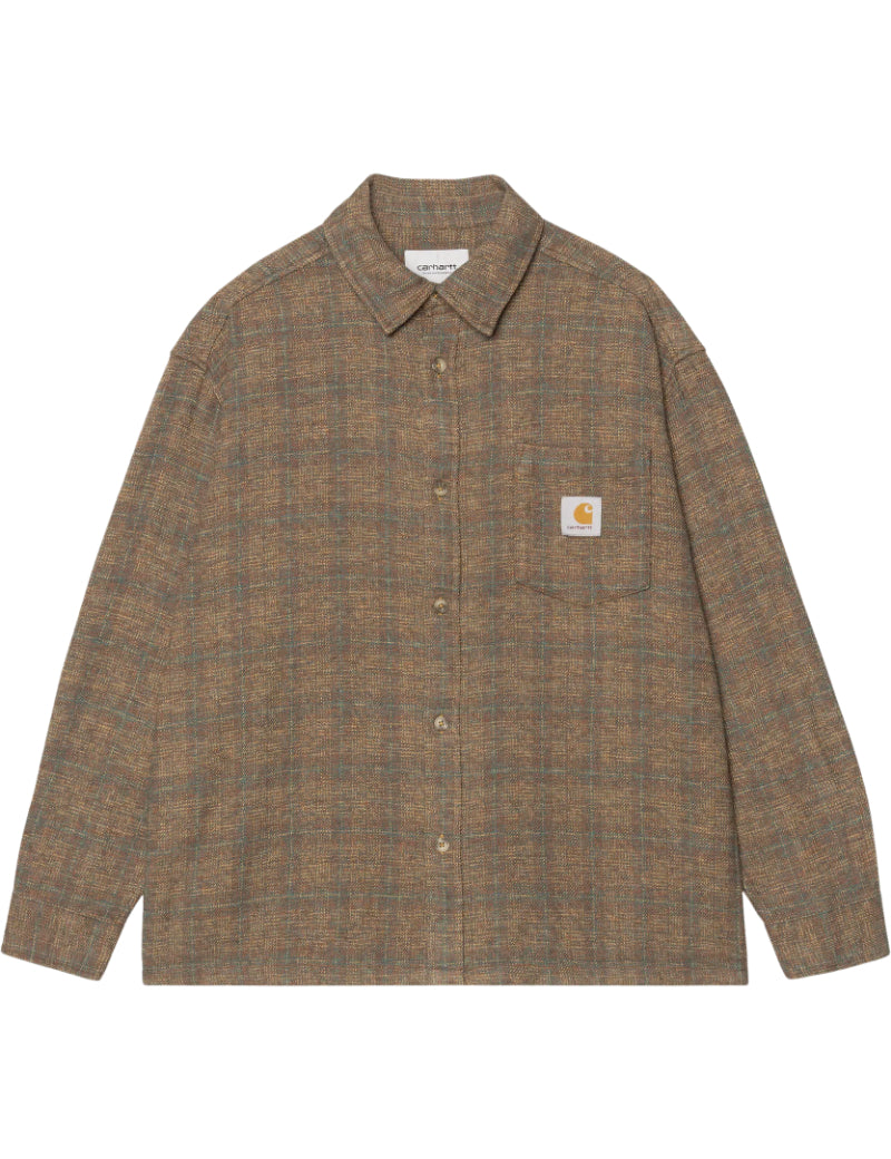 Carhartt WIP L/S Bagley Shirt Check Hamilton Brown Front
