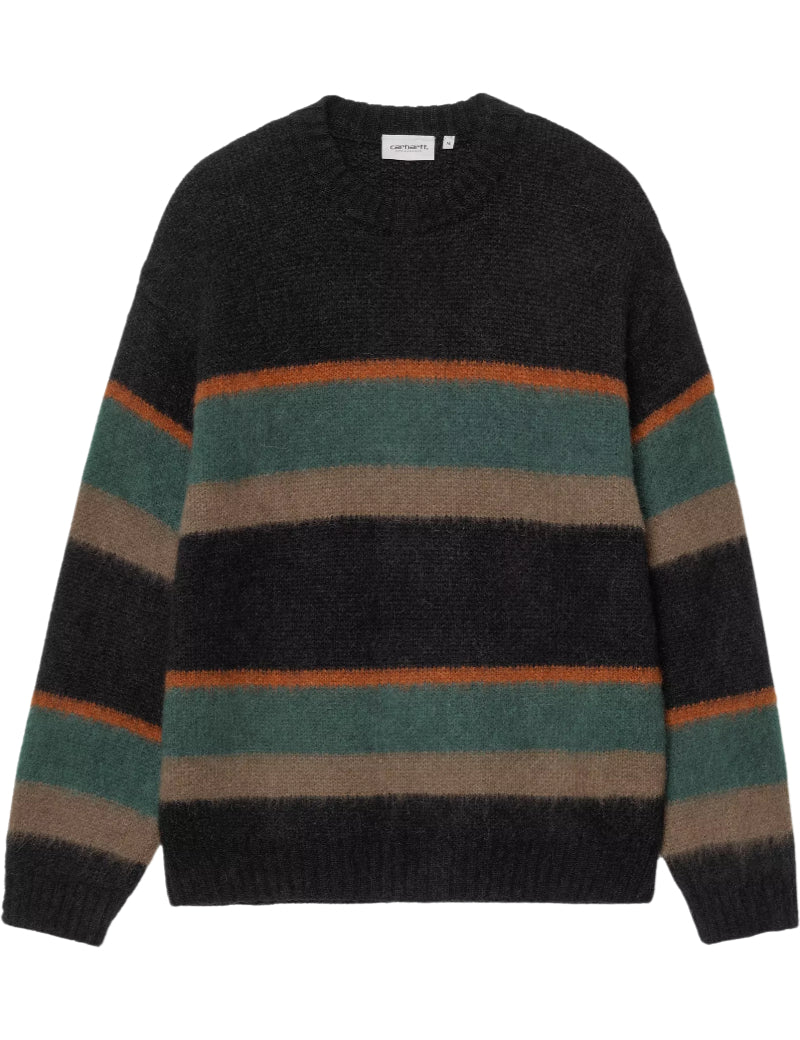Carhartt WIP Merton Sweater Sundling Stripes, Dark Scarab