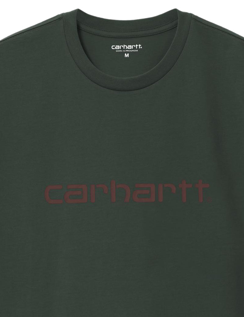 Carhartt WIP S/S Script T-Shirt Dark Scarab Palisander Chest Print