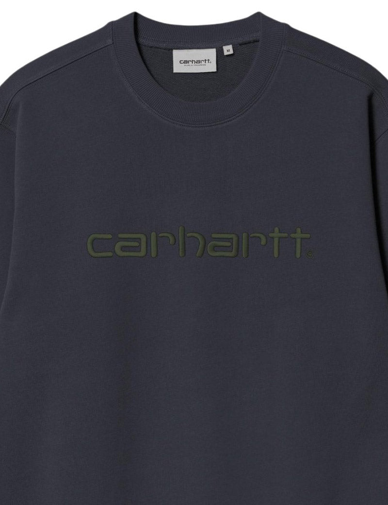Carhartt WIP Sweatshirt Dark Navy & Dark Scarab Embroidered Logo