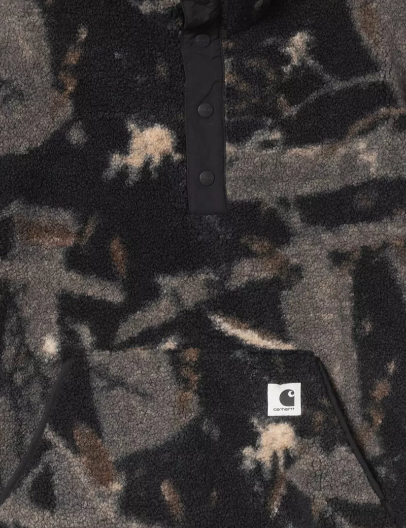 Carhartt WIP Women's Elliot High Neck Liner Fleece Camo Feather Tree & Black Kangaroo Pocket