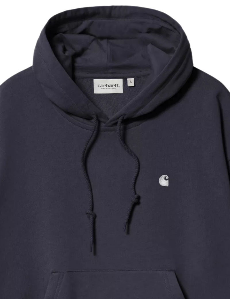 Carhartt WIP Women's Hooded Casey Sweatshirt Dark Navy & Silver Embroidered Logo