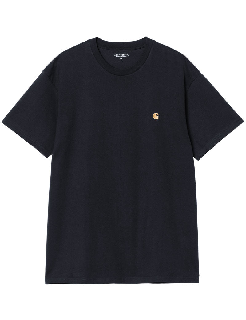 Carhartt Wip Chase Short Sleeve T-Shirt Dark Navy Gold Front