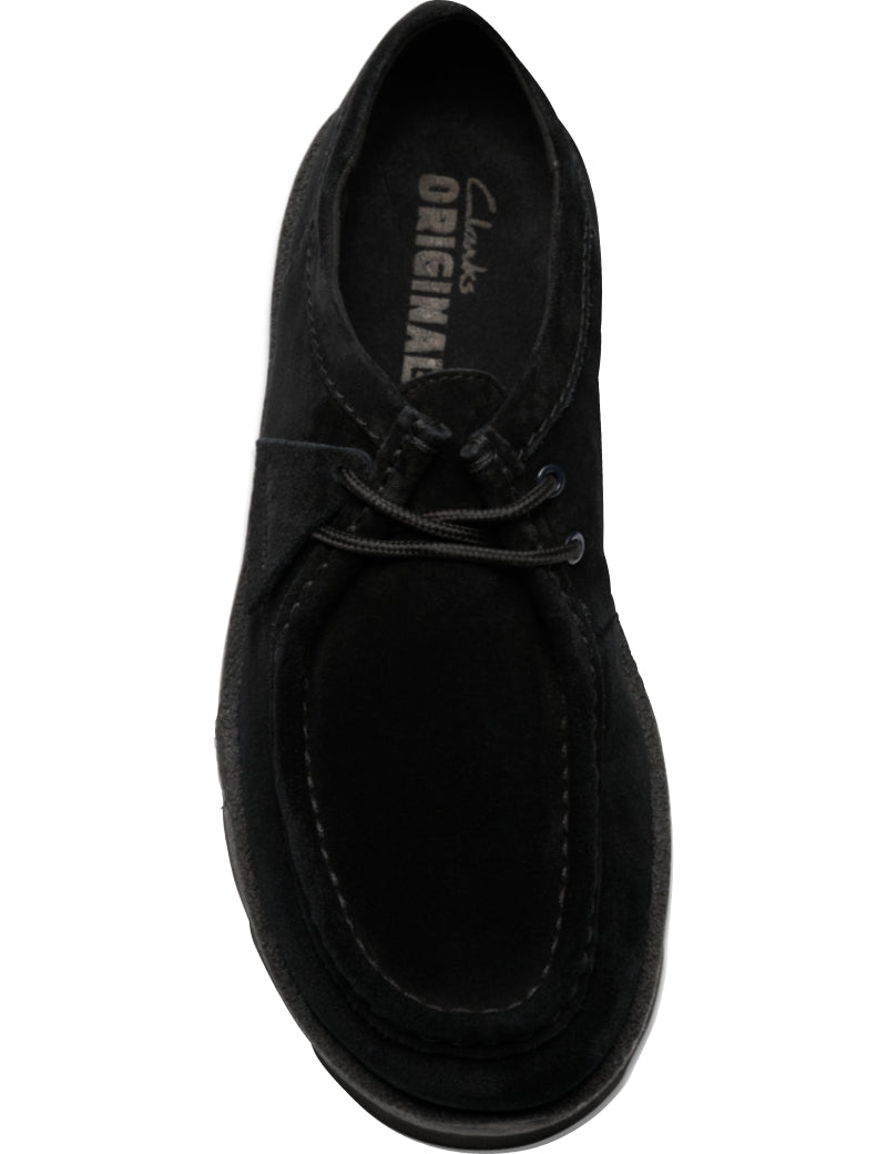 Clarks Originals Meare Walla Shoes Black Suede Men's Top View