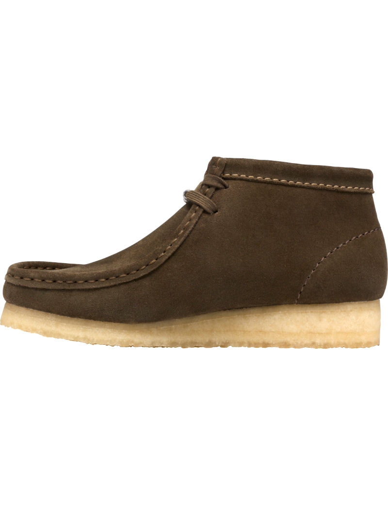 Clarks Womens Wallabee Boot Dark Olive Suede Instep