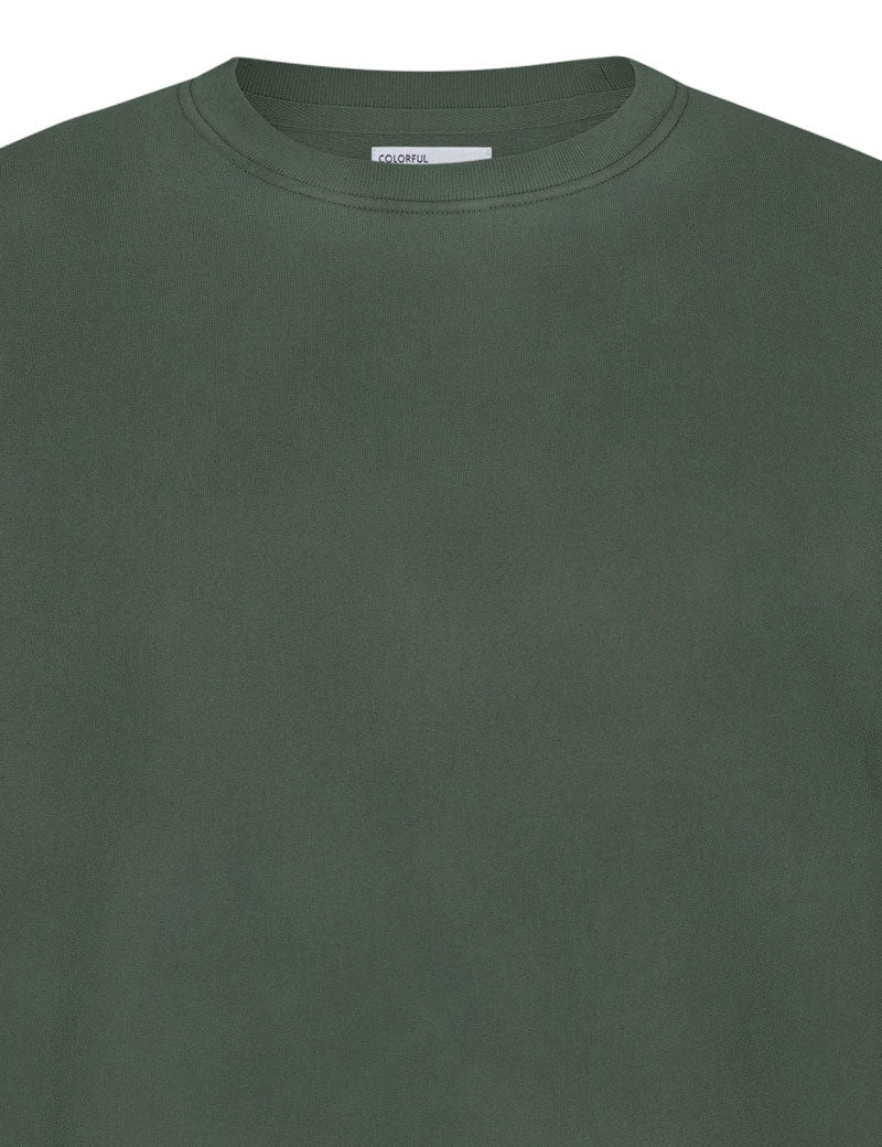 Colorful Standard Classic Organic Crew Sweatshirt Midnight Forest Collar Detail