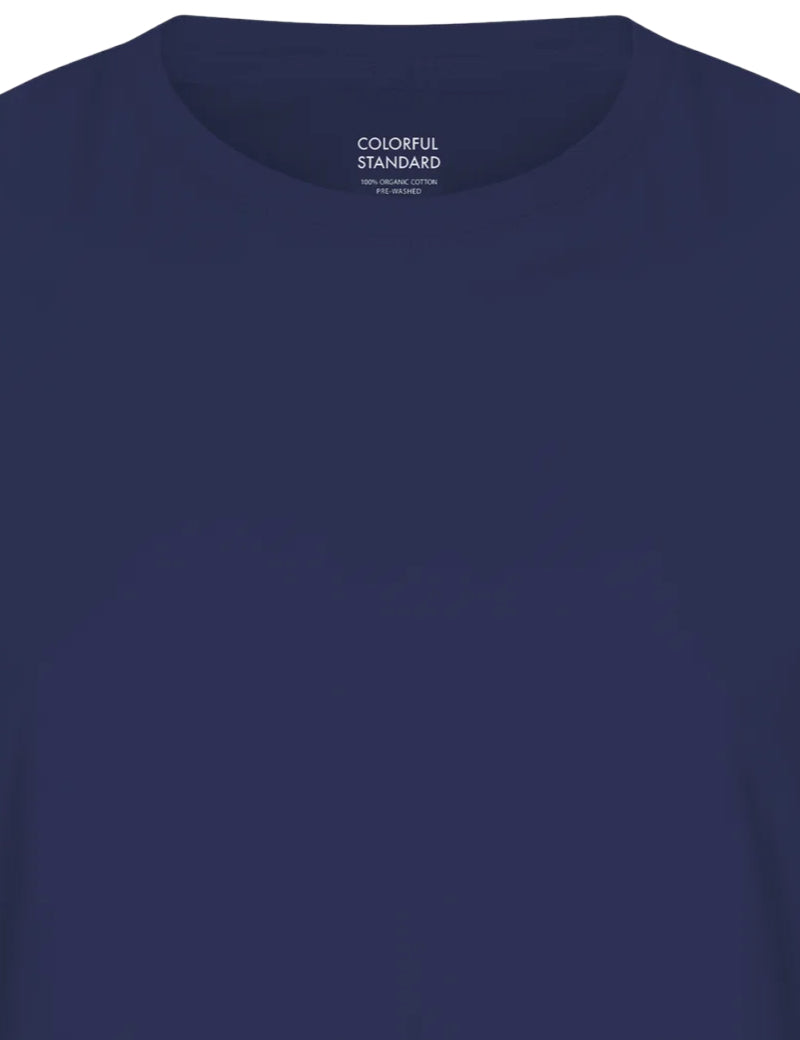 Colorful Standard Classic Organic T-Shirt Marine Blue Collar Detail