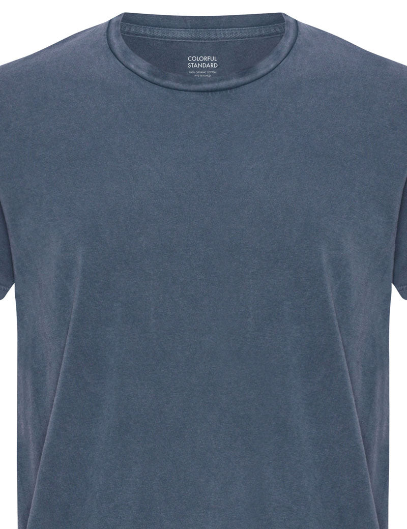Colorful Standard Classic Organic Tee Neptune Blue Collar Detail