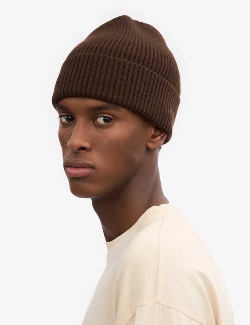 Colorful Standard Merino Wool Beanie Coffee Brown On Model