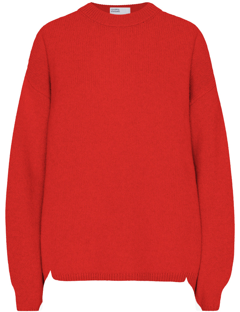 Colorful Standard Oversized Merino Wool Crew Jumper Red Tangerine Front