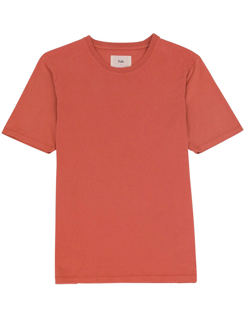 Folk Contrast Sleeve T-Shirt Rust