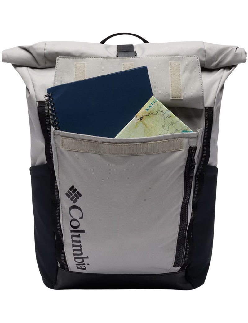 Columbia Convey III 27L Rolltop Backpack Flint Grey And Black Pocket Detail