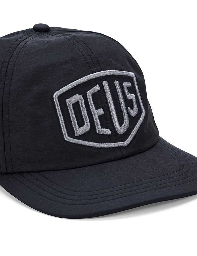 Deus Ex Machina Shield Nylon Cap Black Embroidered Badge