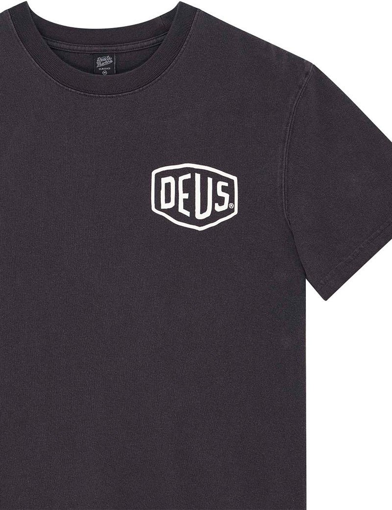 Deus Ex Machina Shield Garment Dyed Tee Black Chest Print