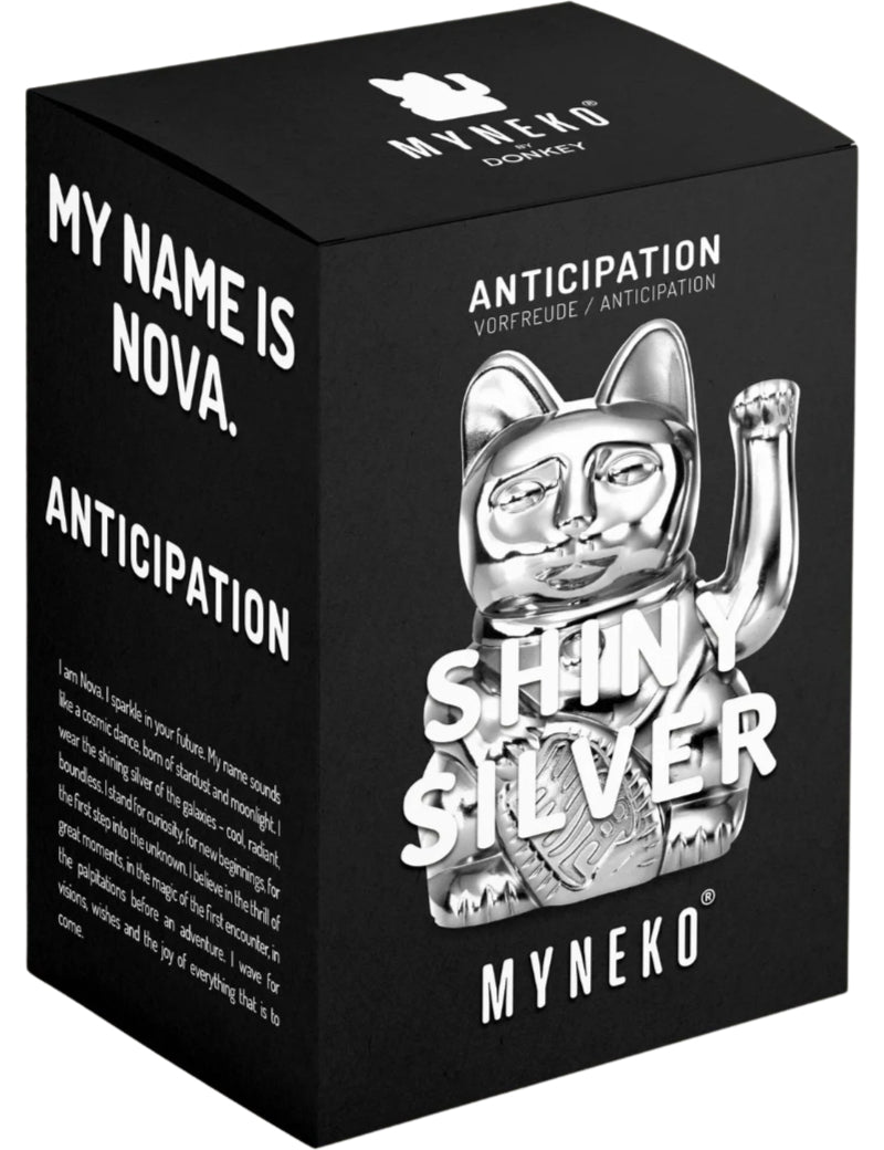 Donkey Lucky Cat Shiny Silver Nova Maneki Neko Boxed