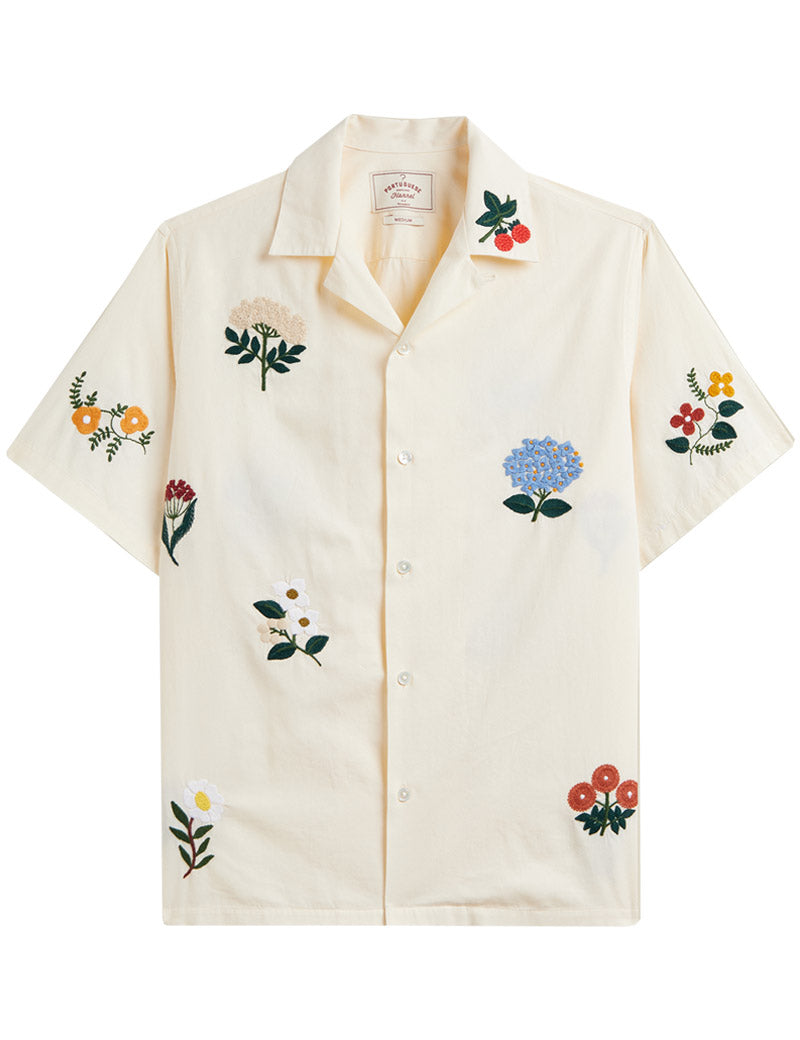 Portuguese Flannel Embroidery Flowers Shirt