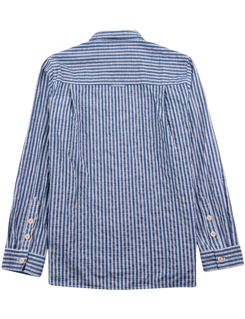 Folk Easy Fit Shirt Indigo Crinkle Mini Check Back View