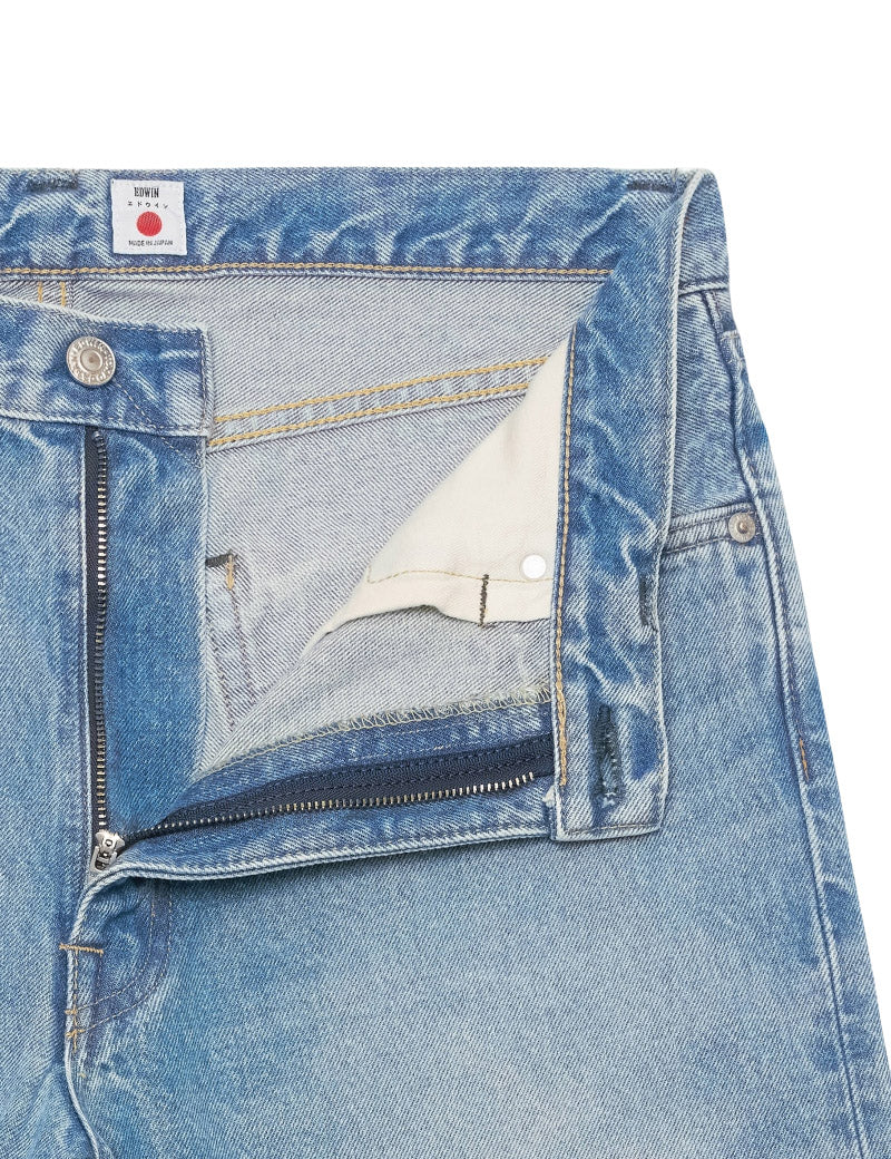 Edwin Slim Tapered Fit Jeans Blue Mid Light Used FLy Detail