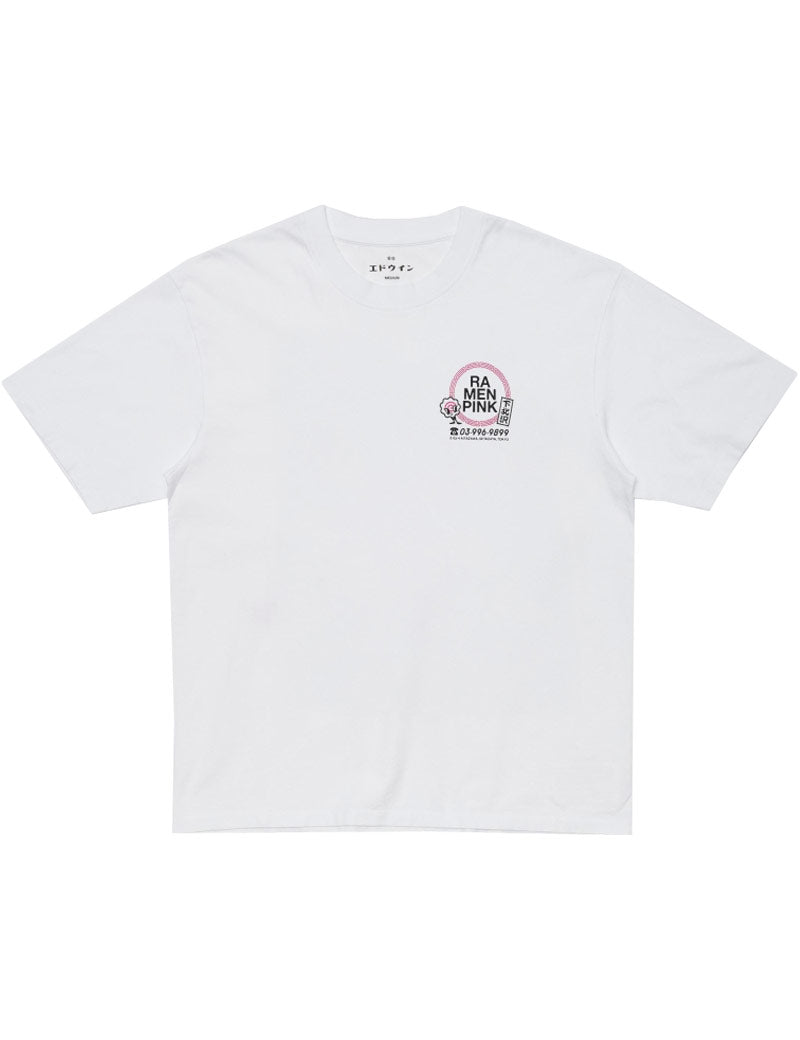 Edwin Ramen Pink T-Shirt White Front