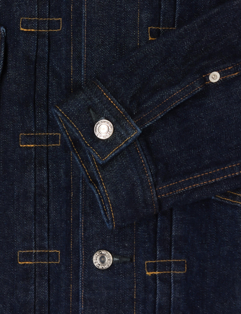 Edwin Denim Jacket Blue Rinsed Detail