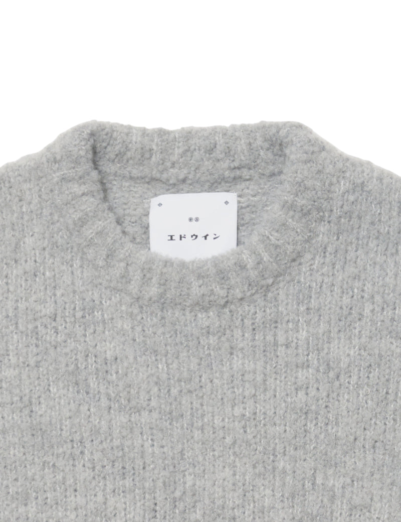 Edwin Dun Textured Sweater Grey Collar