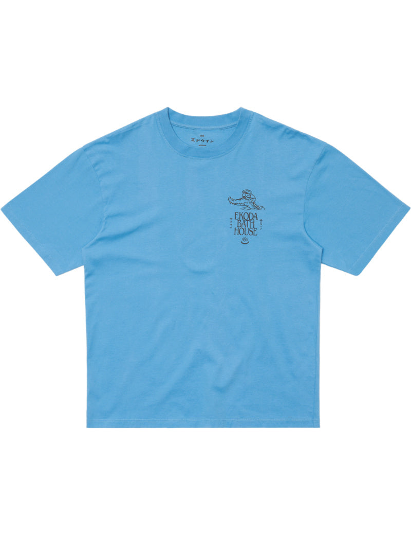 Edwin Ekoda Bath House T-Shirt Azure Blue Front