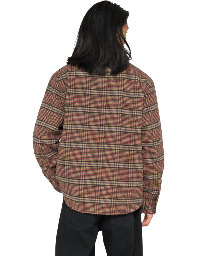 Edwin Julius Shirt LS Burgundy & Blue On Model Back