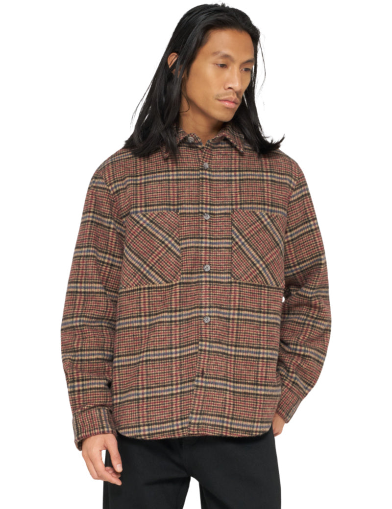 Edwin Julius Shirt LS Burgundy & Blue On Model Front