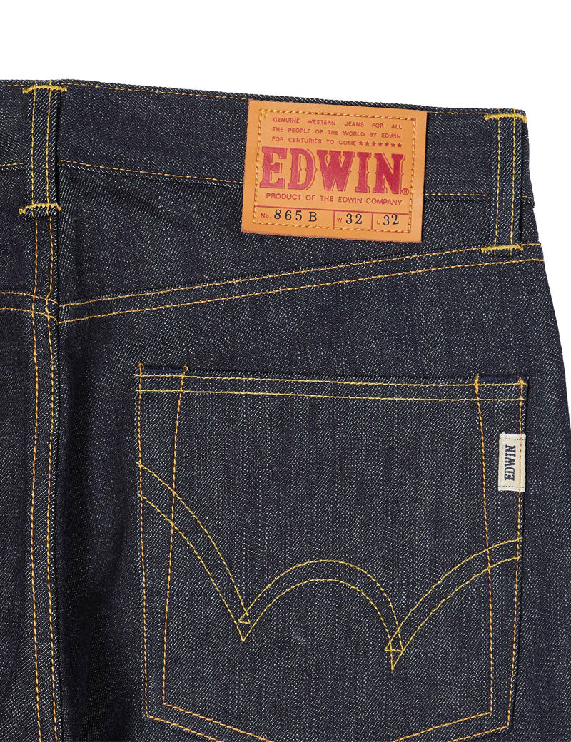 Edwin Nashville Jeans Blue Unwashed Pocket & Badge Detail