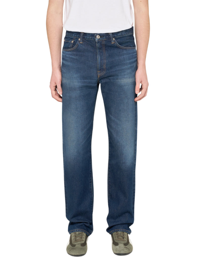 Edwin Regular Straight Jeans Blue Dark Used On Model