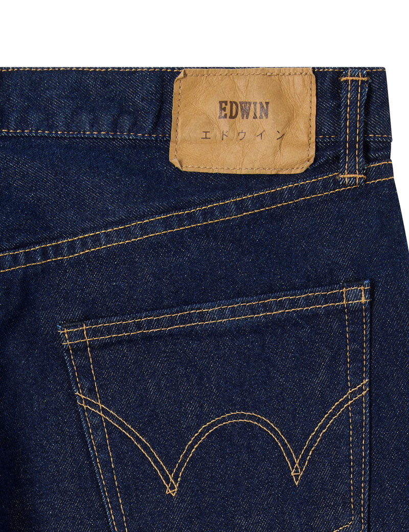 Edwin Regular Straight Jeans Blue Rinsed Pocket Detail