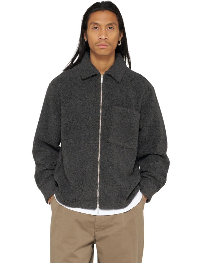 Edwin Snug II Overshirt LS Dark Grey On Model Front