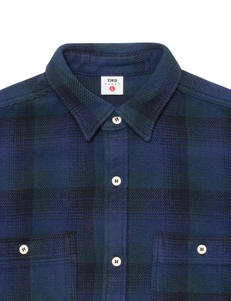Edwin Work Shirt Green Collar