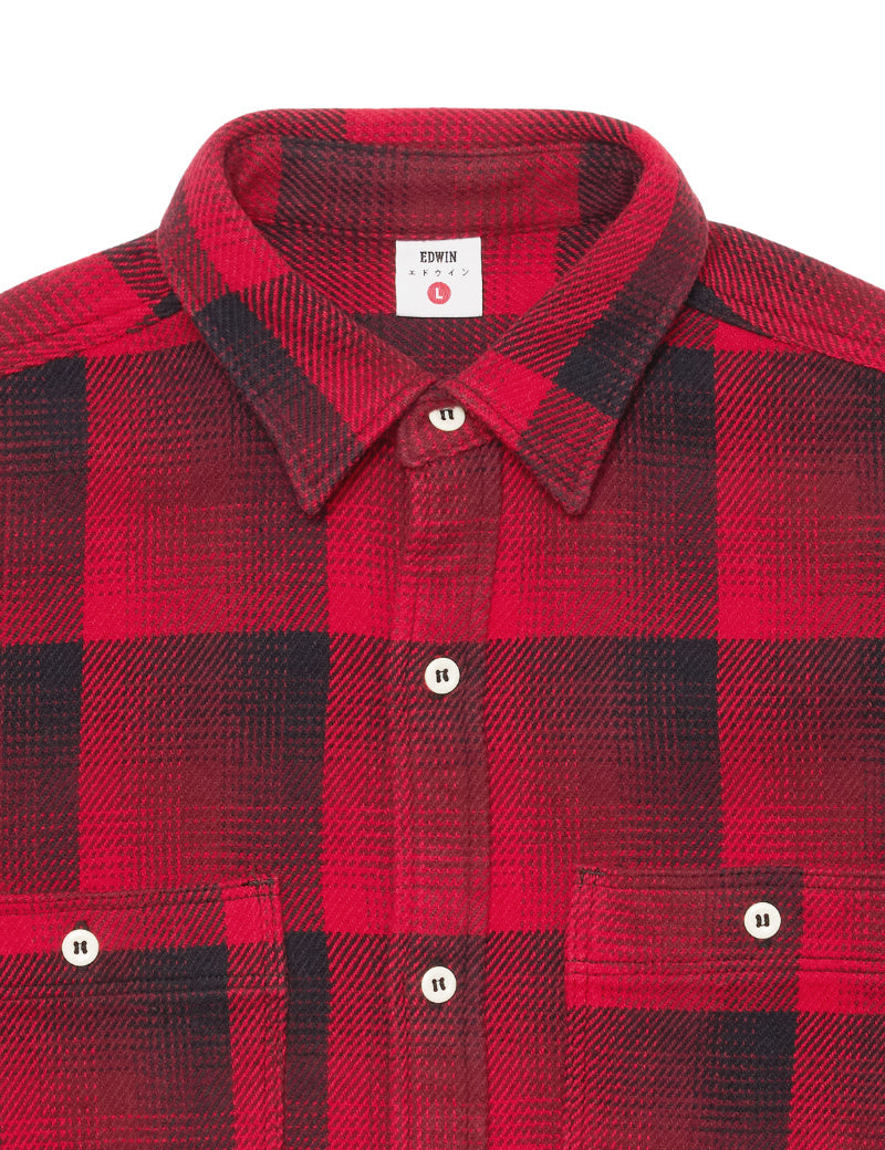 Edwin Work Shirt Red Collar